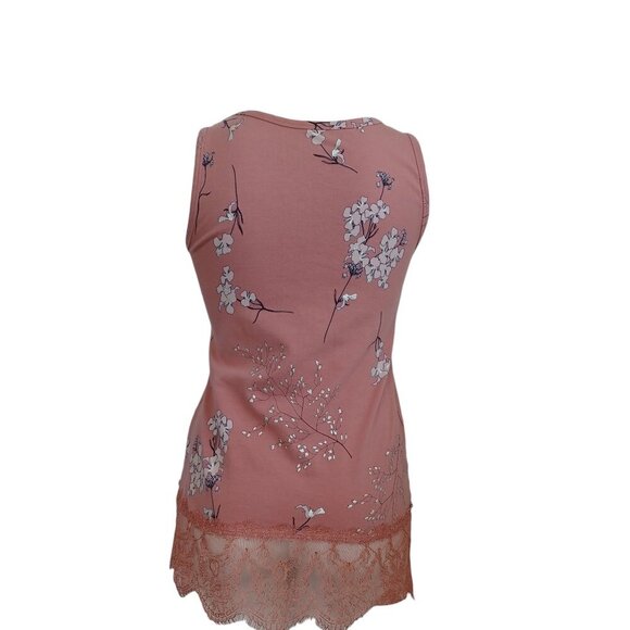 Soft Surroundings Tank Top Madame Lace Floral Print Pullover Stretch Knit XSmall - Picture 11 of 12